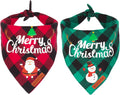 2 Pack Dog Bandana Christmas Classic Plaid Pet Scarf Triangle Bibs Kerchief Merry Christmas Santa Snowman Bandana for Medium Large Dogs Pets (Large)